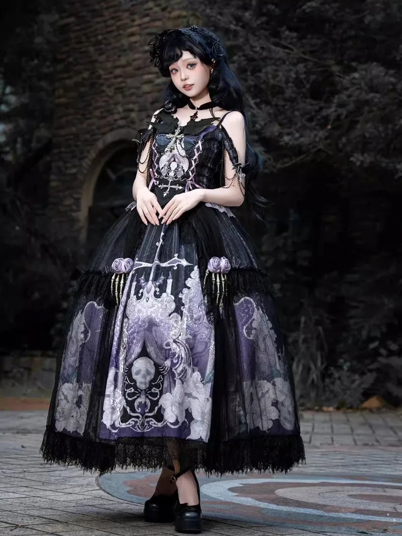 Gothic Lolita Dress with Skull Print Gothic Lolita Dress with Skull Print — Elegant Gothic Outfits