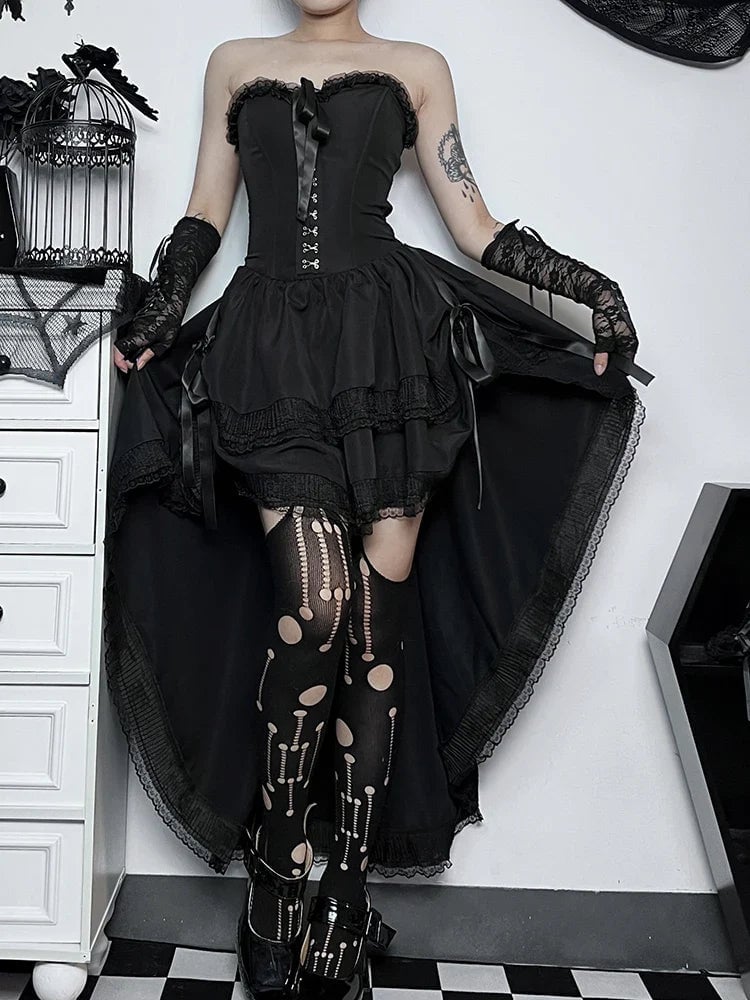 Strapless Corset Dress with Layered Skirt Strapless Corset Dress with Layered Skirt — Elegant Gothic Outfits