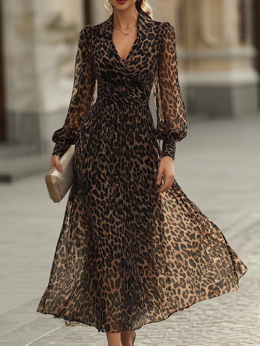 Women's Maxi Leopard Dress | Elegant Wrap – Navik Moda