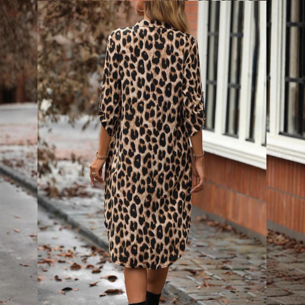 Relaxed Leopard Print Shirt Dress Relaxed Leopard Print Shirt Dress — Elegant Leopard Print Outfits