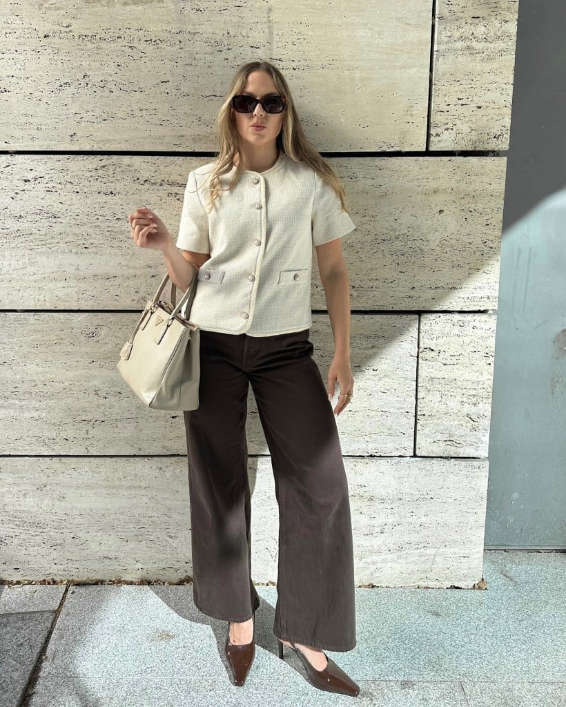 Cream Textured Jacket With Pearl Buttons Cream Textured Jacket With Pearl Buttons — Elegant White Jacket Outfit