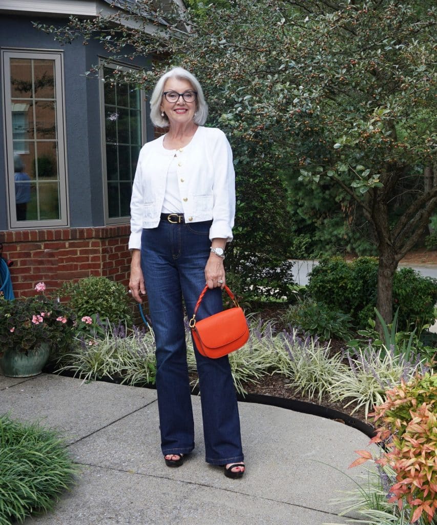 Blue Denim Jacket Over White T-shirt Blue Denim Jacket Over White T-shirt — Elegant White Jacket Outfit