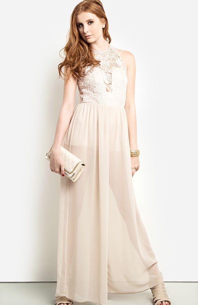 Beige and Cream Maxi Dress with Lace Bodice and Sheer Skirt Beige and Cream Maxi Dress with Lace Bodice and Sheer Skirt — Ethereal Dress Ideas