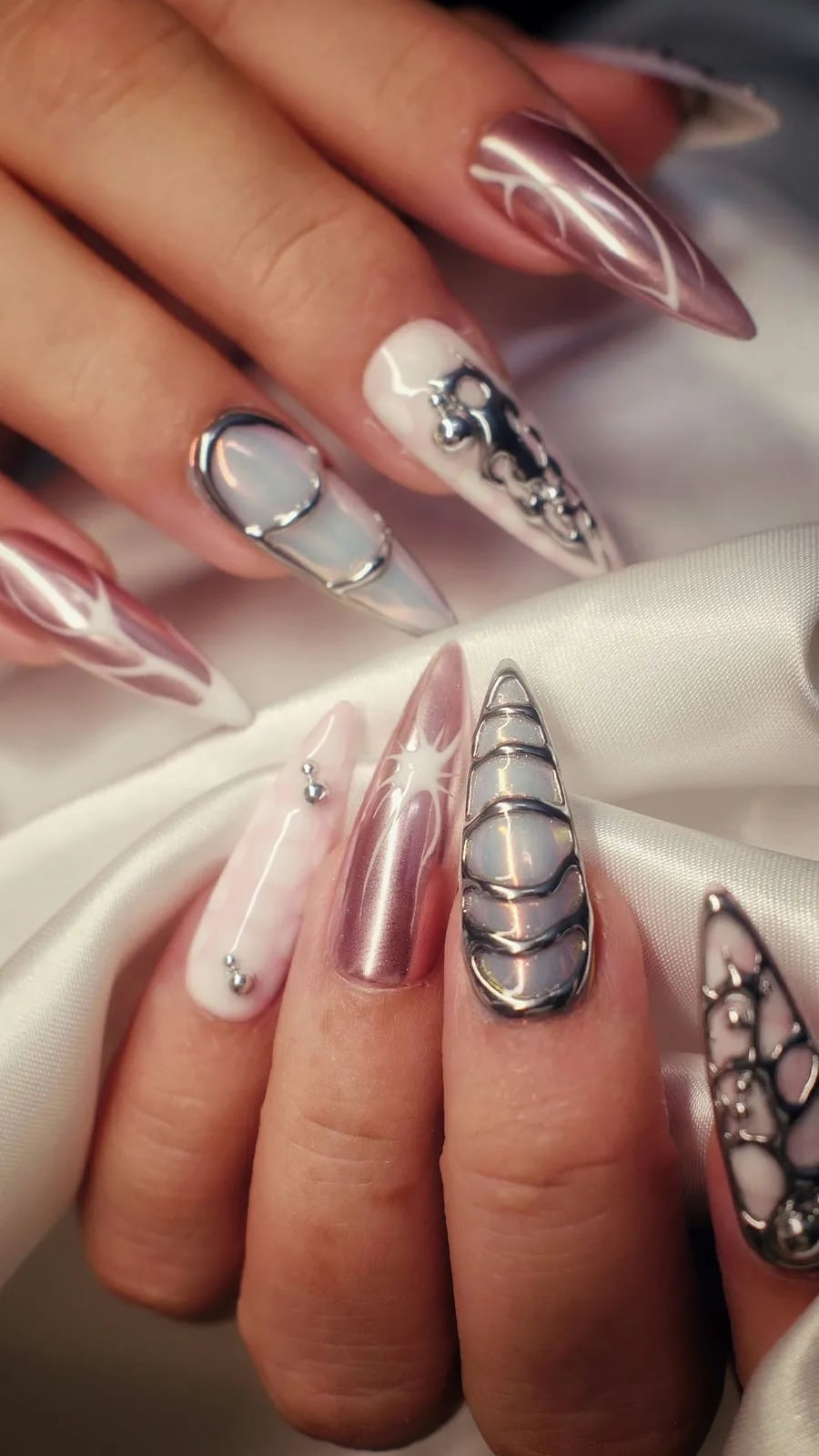 Rose Gold Chrome 3D Metal Charms — Gel Nail Art Ideas