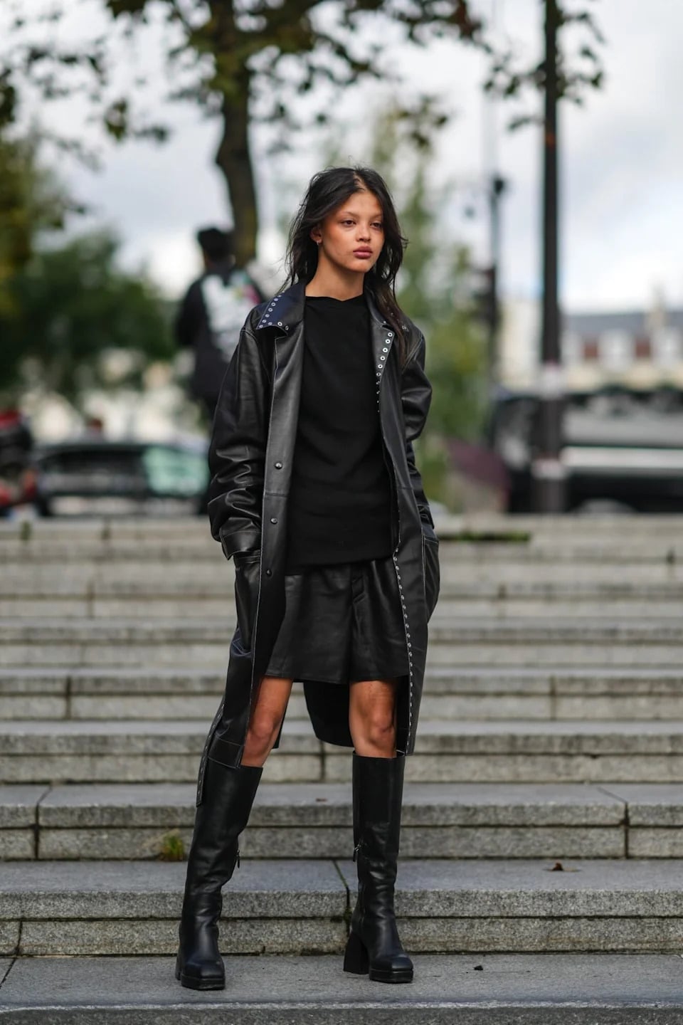Studded Leather Trench Coat — Goth Style Ideas