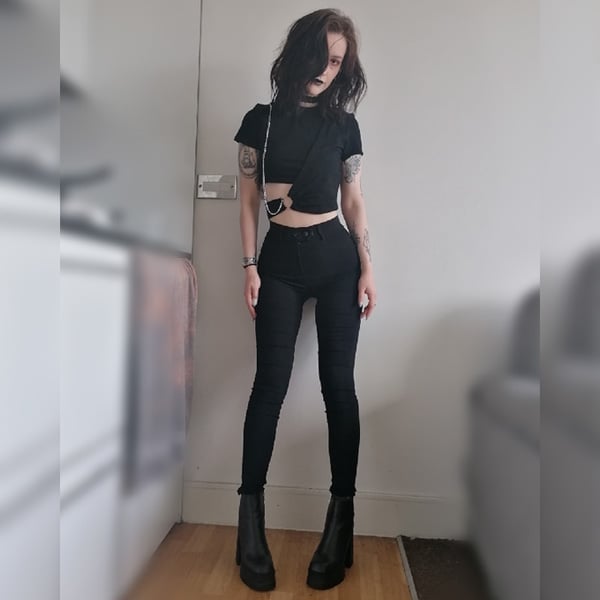Monochromatic Black Outfit with Platform Boots — Goth Style Ideas