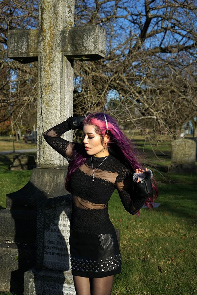 Sheer Lace Top with Mini Skirt — Goth Style Ideas