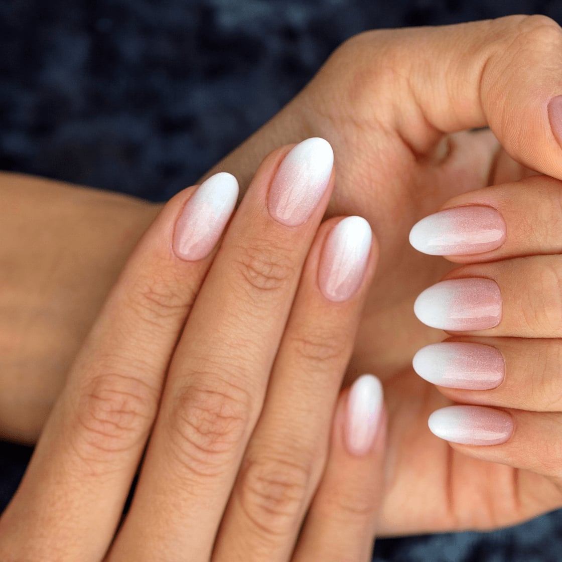 Soft Pink White Medium Oval Gradient Soft Pink White Medium Oval Gradient — Gradient Nail Ideas