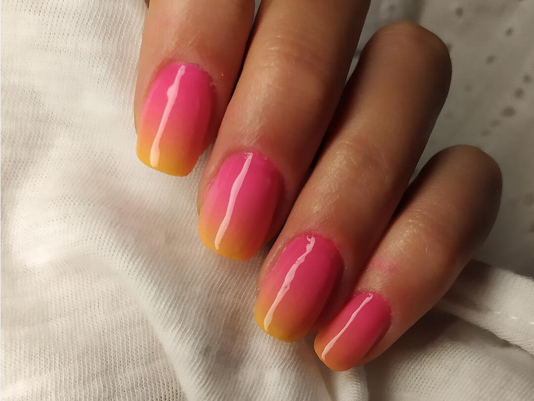 Hot Pink Orange Short Square Gradient Hot Pink Orange Short Square Gradient — Gradient Nail Ideas