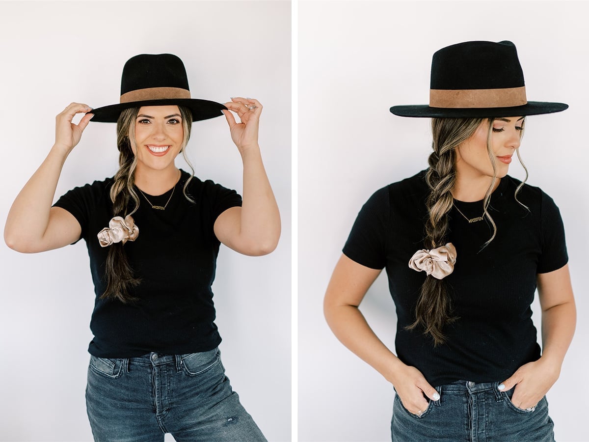 Mid-Back Dark Brown Braid With Hat — Hair Ideas with Hat