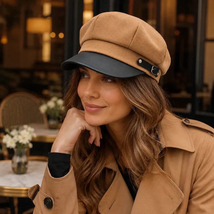 Medium Brown Mid-Back Waves With Face-Framing Bangs — Hair Ideas with Hat