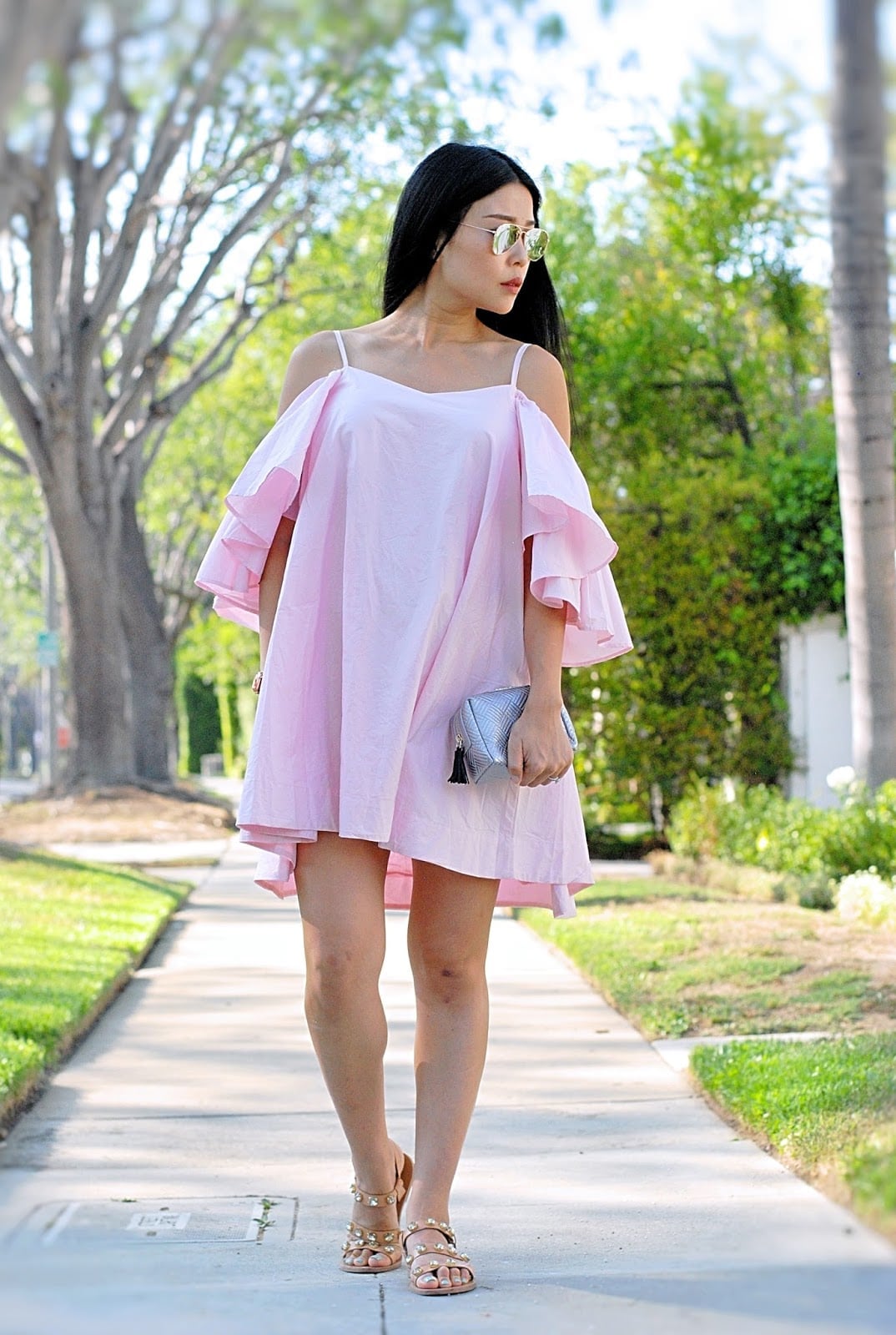 Pale Pink Trapeze Dress with Ruffle Sleeves Pale Pink Trapeze Dress with Ruffle Sleeves — Light Pink Dress Ideas