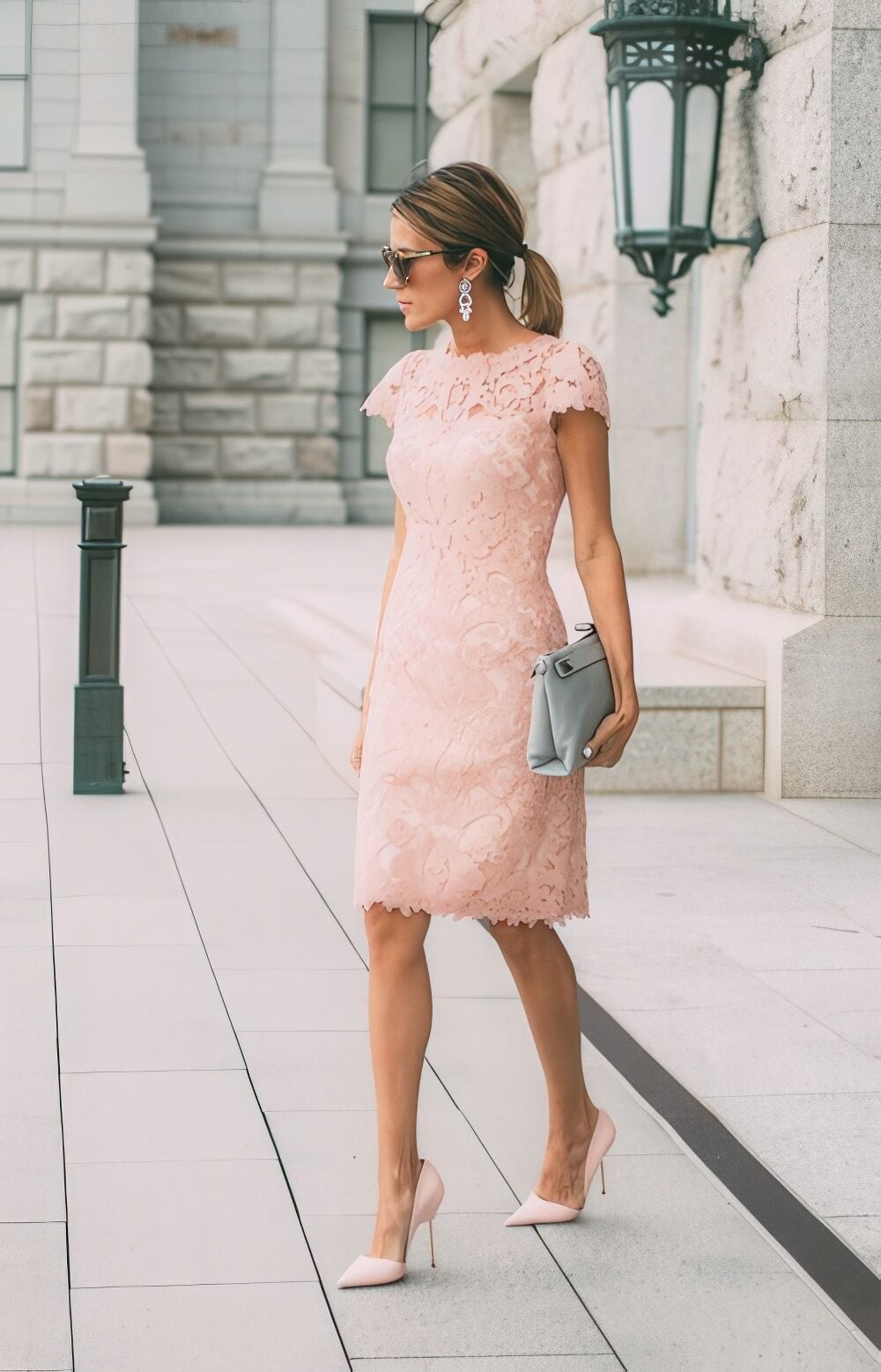 Light Pink Lace Sheath Dress for Events Light Pink Lace Sheath Dress for Events — Light Pink Dress Ideas