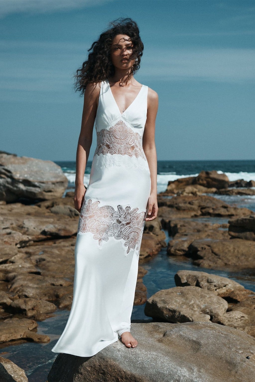 White Satin Slip Dress with Lace Inserts White Satin Slip Dress with Lace Inserts — Mesh Dress Ideas