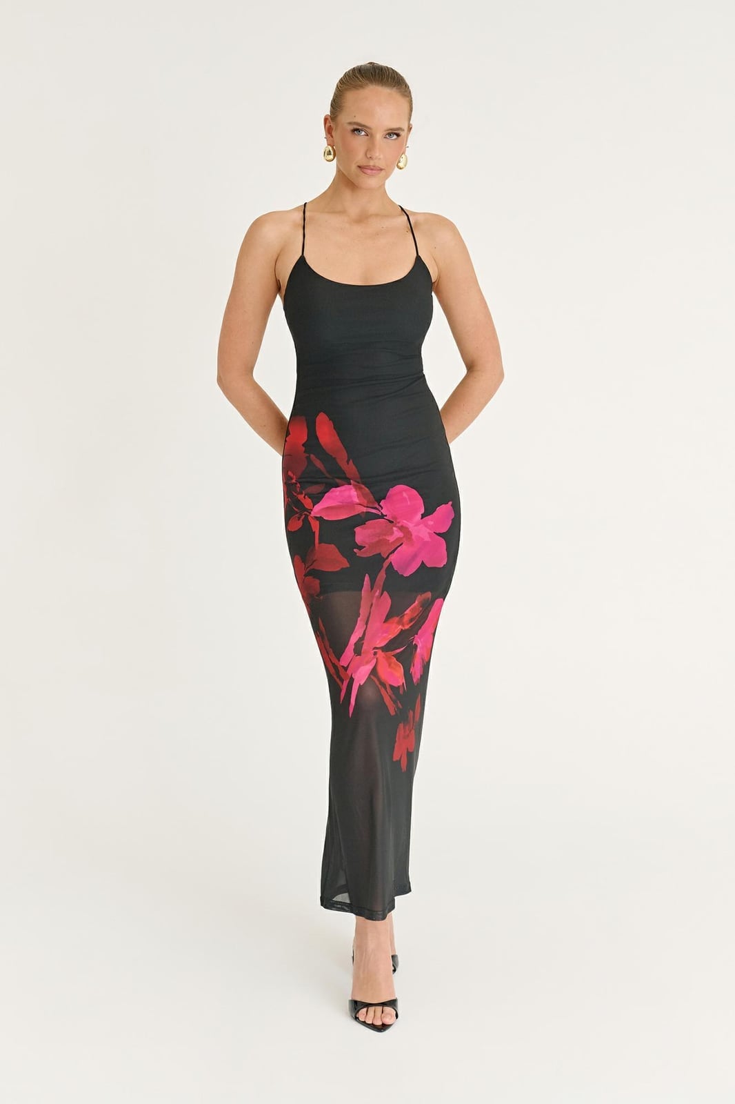 Floral Print Black Mesh Maxi Dress Floral Print Black Mesh Maxi Dress — Mesh Dress Ideas