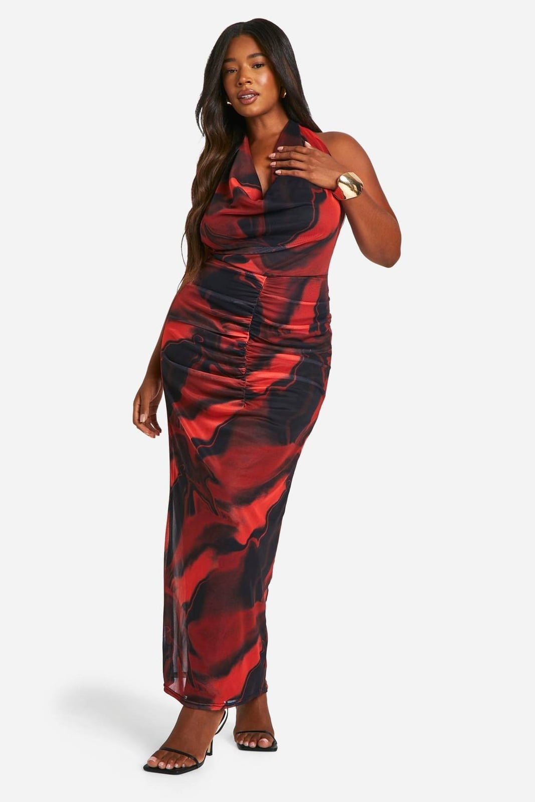 Abstract Print Ruched Mesh Maxi Dress Abstract Print Ruched Mesh Maxi Dress — Mesh Dress Ideas