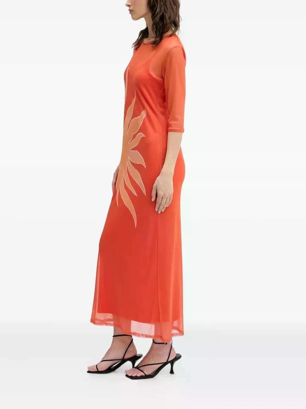 Orange Sun Print Sheer Mesh Maxi Dress Orange Sun Print Sheer Mesh Maxi Dress — Mesh Dress Ideas