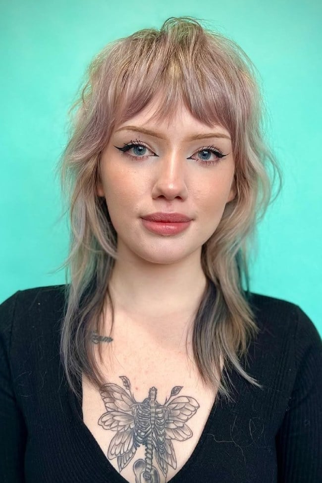 Shoulder Pastel Pink Shag With Wispy Fringe Shoulder Pastel Pink Shag With Wispy Fringe — Modern Shag Inspo