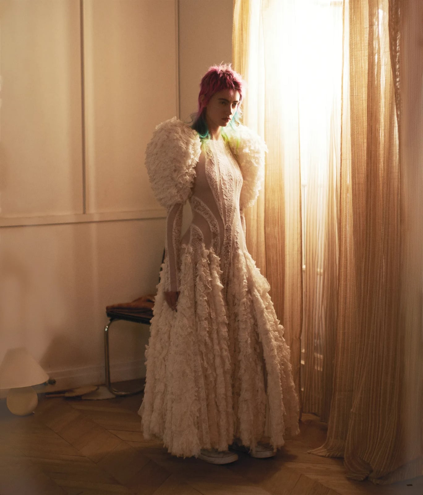 Ivory Gown With Voluminous Ruffled Sleeves Ivory Gown With Voluminous Ruffled Sleeves — Modern Victorian Dresses