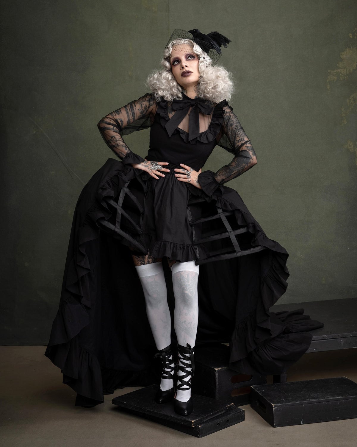 Gothic Dress With Sheer Lace Sleeves Gothic Dress With Sheer Lace Sleeves — Modern Victorian Dresses