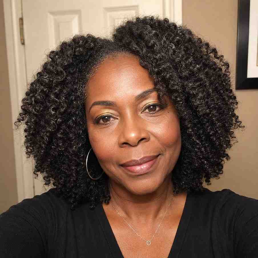 Collarbone Curly Hair With Grey Tones — Natural Hair Black Women Styles