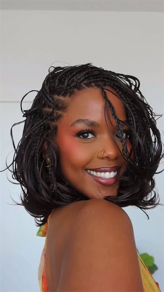 Textured Chin-Length Cornrows — Natural Hair Black Women Styles