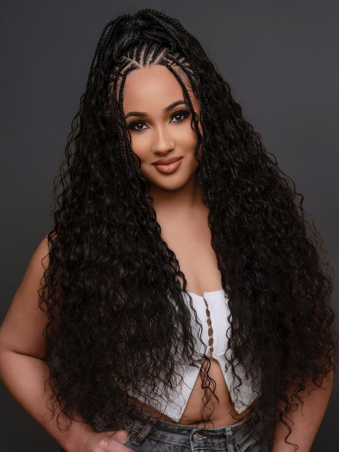 Braids and Loose Curls High Ponytail Braids and Loose Curls High Ponytail — Natural Hair Braiding Ideas