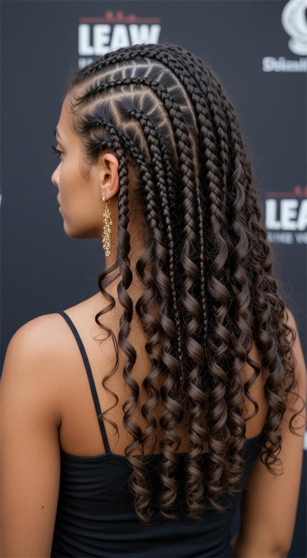 Braids Transitioning Into Loose Voluminous Curls, Reaching Mid-Back Braids Transitioning Into Loose Voluminous Curls, Reaching Mid-Back — Natural Hair Braiding Ideas