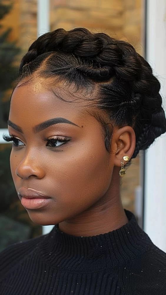 Intricate Braided Updo With Styled Baby Hairs Intricate Braided Updo With Styled Baby Hairs — Natural Hair Braiding Ideas