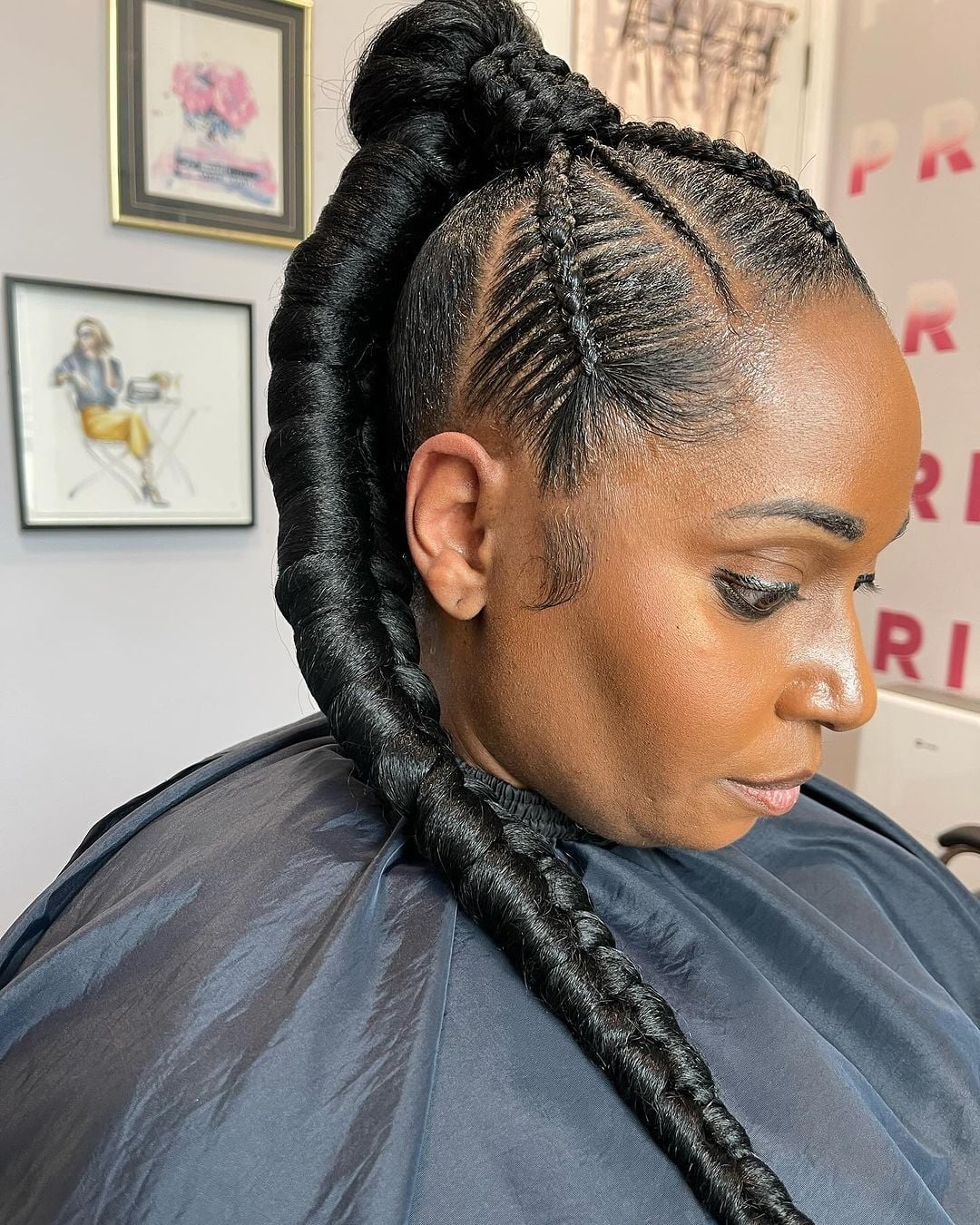Cornrows Into A Single Thick Braided Ponytail Cornrows Into A Single Thick Braided Ponytail — Natural Hair Braiding Ideas