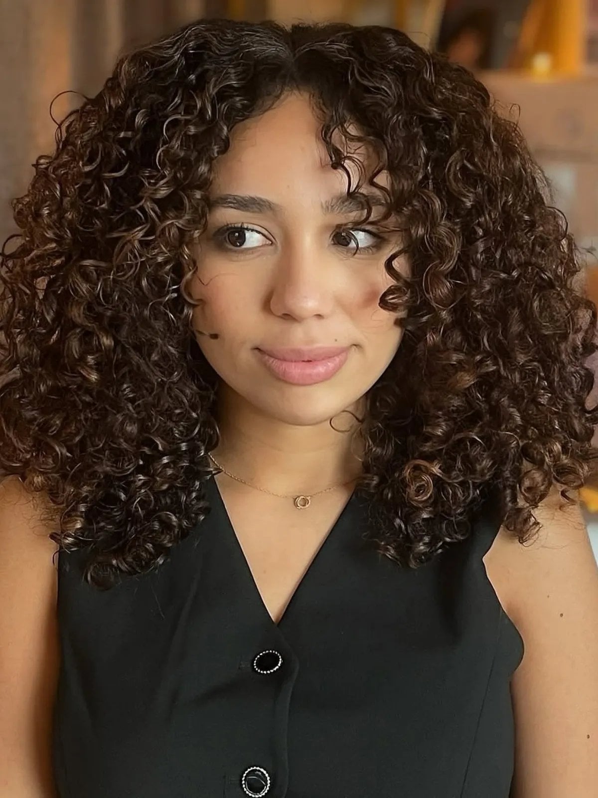 Dark Brown With Subtle Lighter Highlights, Shoulder Dark Brown With Subtle Lighter Highlights, Shoulder — Natural Hair Color Styles
