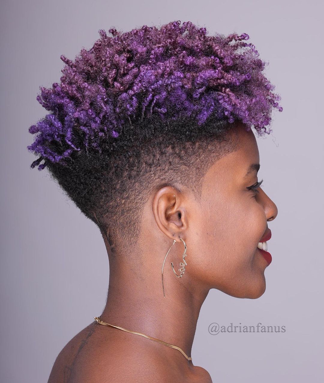 Tapered Undercut With Purple Ombre — Natural Hair Ideas