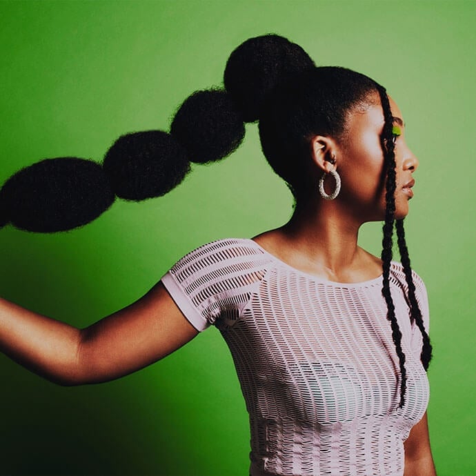 Long Coily Bubble Ponytail With Braids — Natural Hair Ideas