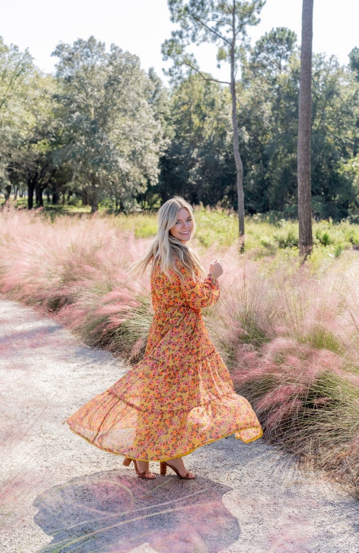 Flowing Tiered Floral Print Maxi Dress in Yellow and Orange Flowing Tiered Floral Print Maxi Dress in Yellow and Orange — Orange Dress Ideas