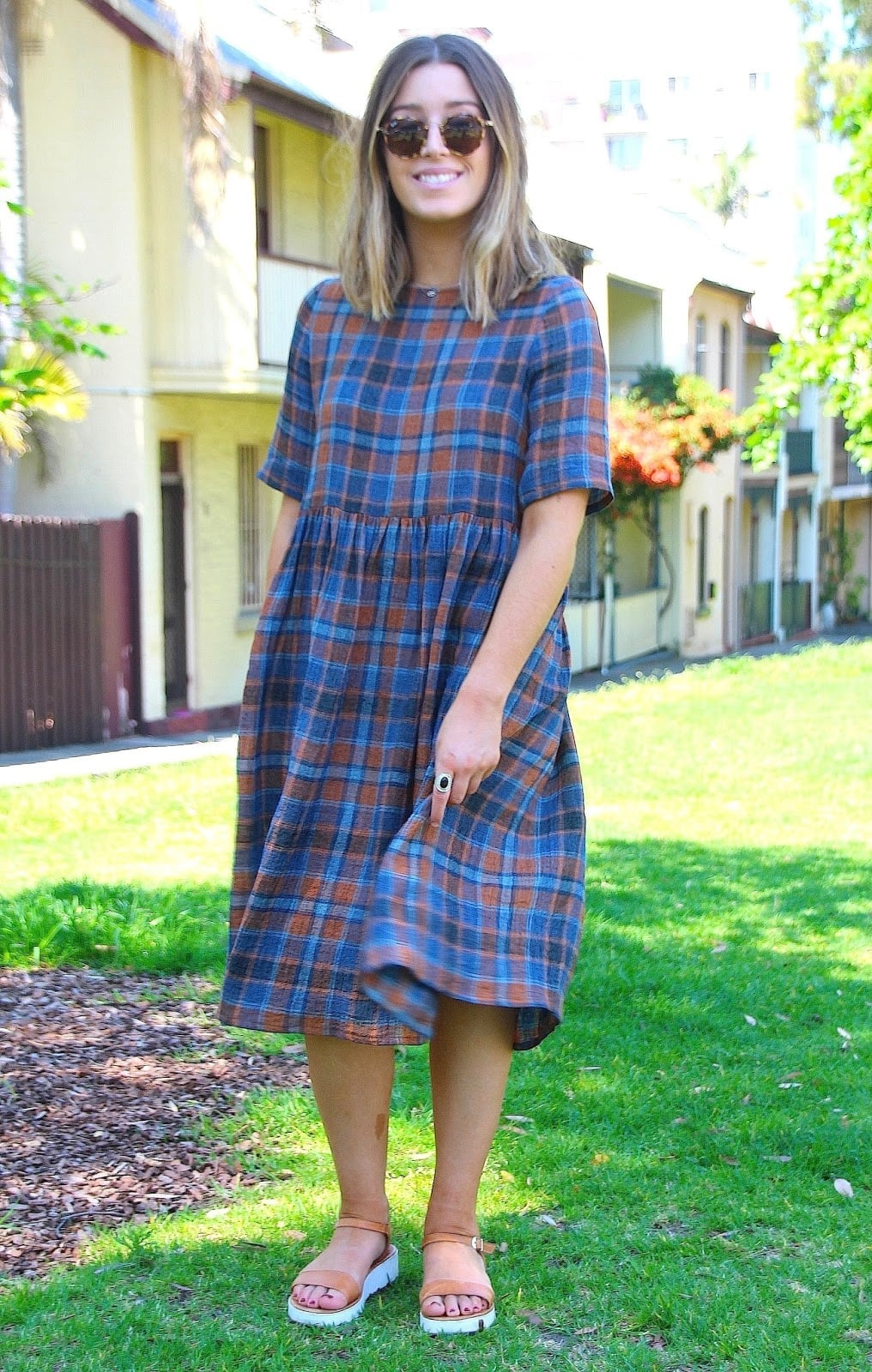 Plaid Babydoll Midi Dress Plaid Babydoll Midi Dress — Pattern Dress Ideas