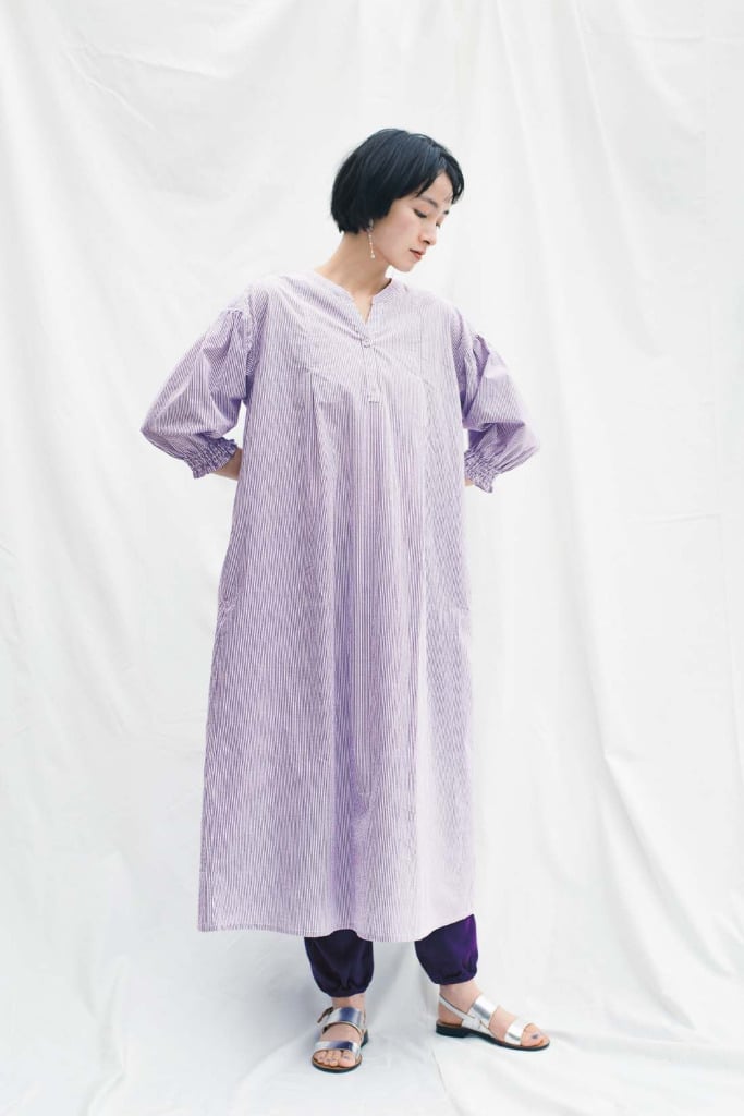 Oversized Lilac and White Striped Midi Dress — Purple Dress Ideas