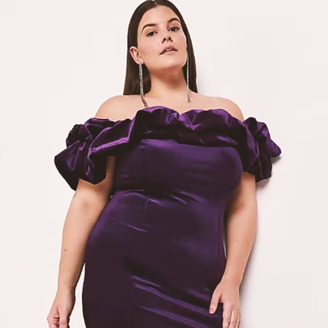 Deep Purple Velvet Dress with Ruffled Neckline — Purple Dress Ideas