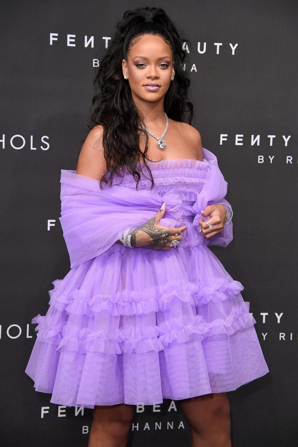 Voluminous Purple Tulle Mini Dress with Tiered Skirt — Purple Dress Ideas