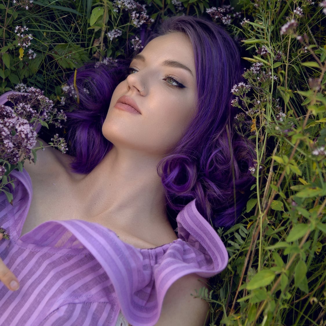 Shoulder Length Solid Vibrant Purple Curls Shoulder Length Solid Vibrant Purple Curls — Purple Hair Color Styles