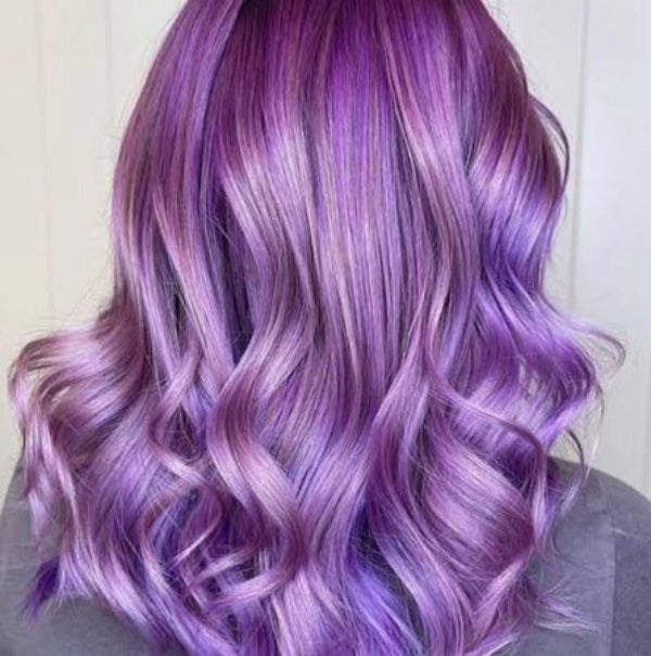 Mid-Back Length Dimensional Muted Purple Mid-Back Length Dimensional Muted Purple — Purple Hair Color Styles