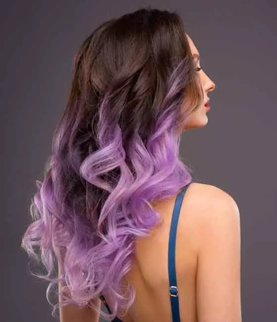 Mid-Back Dark Brown Base With Lavender Balayage, Wavy Mid-Back Dark Brown Base With Lavender Balayage, Wavy — Purple Hair Color Styles
