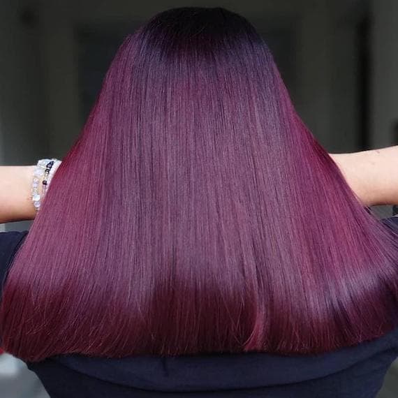 Mid-Back Straight Deep Plum With Violet Undertones Mid-Back Straight Deep Plum With Violet Undertones — Purple Hair Color Styles