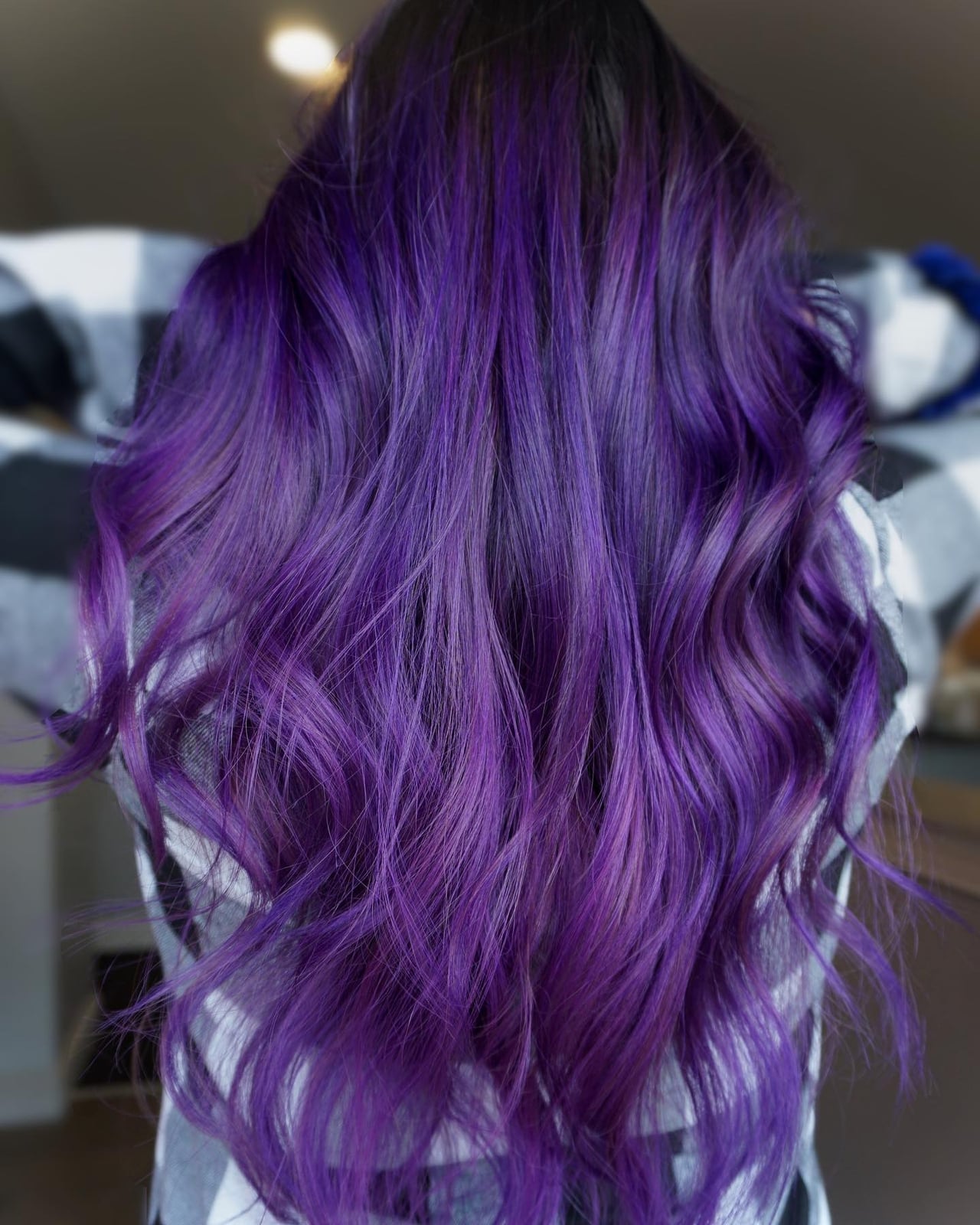 Mid-Back Vibrant Purple To Pink Gradient Mid-Back Vibrant Purple To Pink Gradient — Purple Hair Color Styles