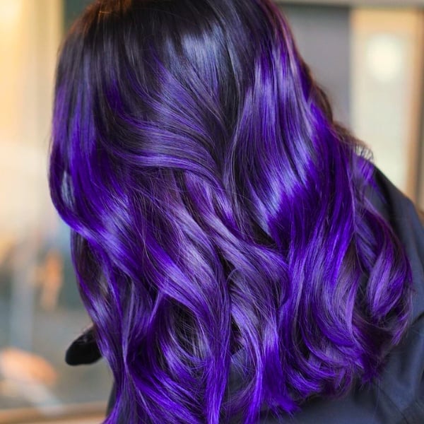 Collarbone Vivid Electric Purple Over Dark Base Collarbone Vivid Electric Purple Over Dark Base — Purple Hair Color Styles