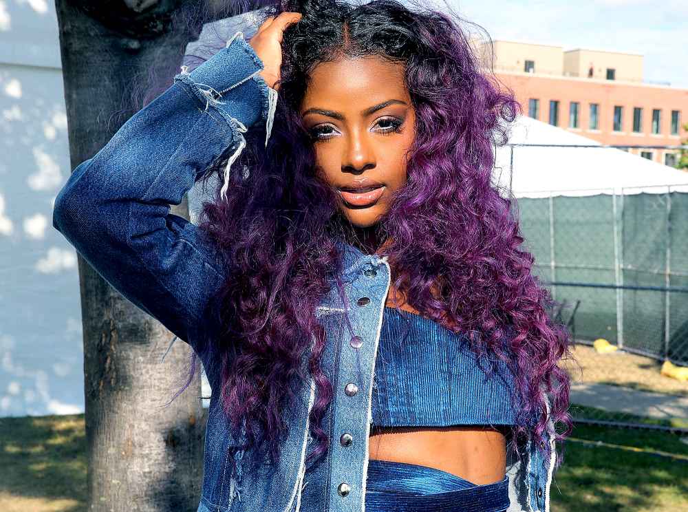 Deep Purple Mid-Back Curls With Dark Roots — Purple Hair Dye Styles