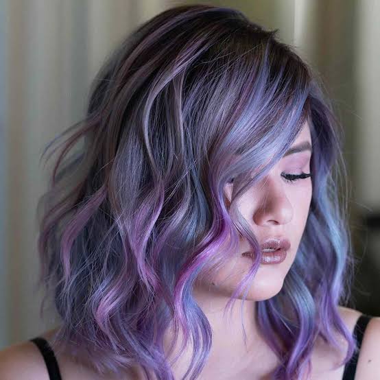 Collarbone Wavy Lob In Cool-Toned Purple — Purple Hair Dye Styles