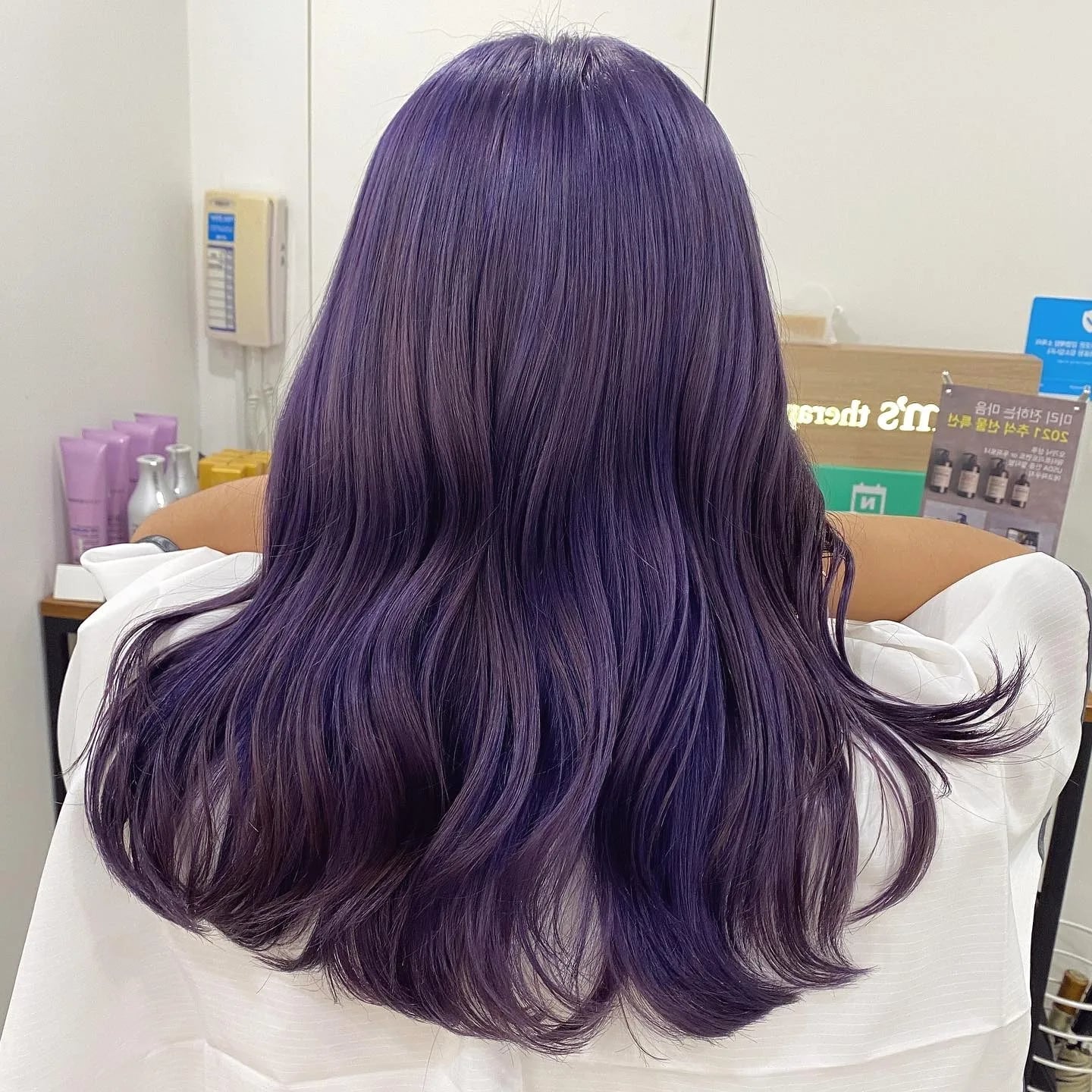 Mid-Back Gradient Purple With Darker Roots — Purple Hair Dye Styles