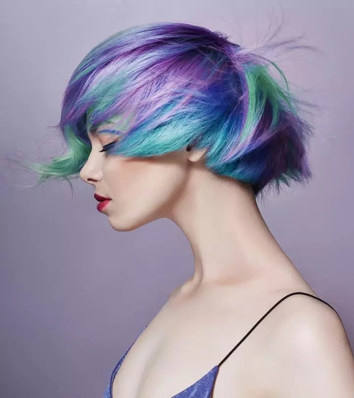 Multi-Toned Purple Blue Green Pixie — Purple Hair Dye Styles