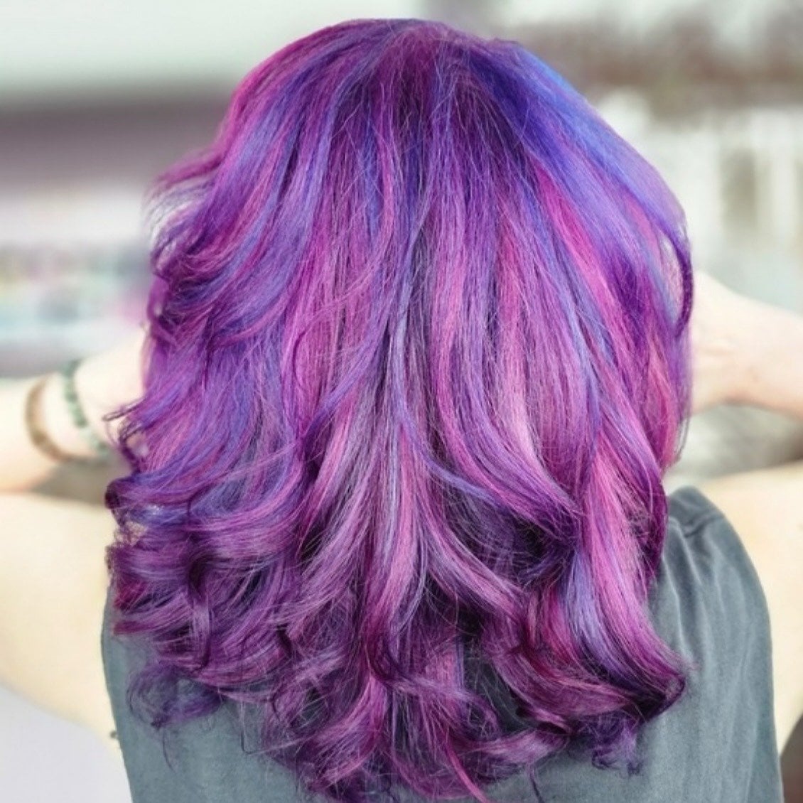 Mid-Back Vivid Purple With Lighter Undertones — Purple Hair Dye Styles