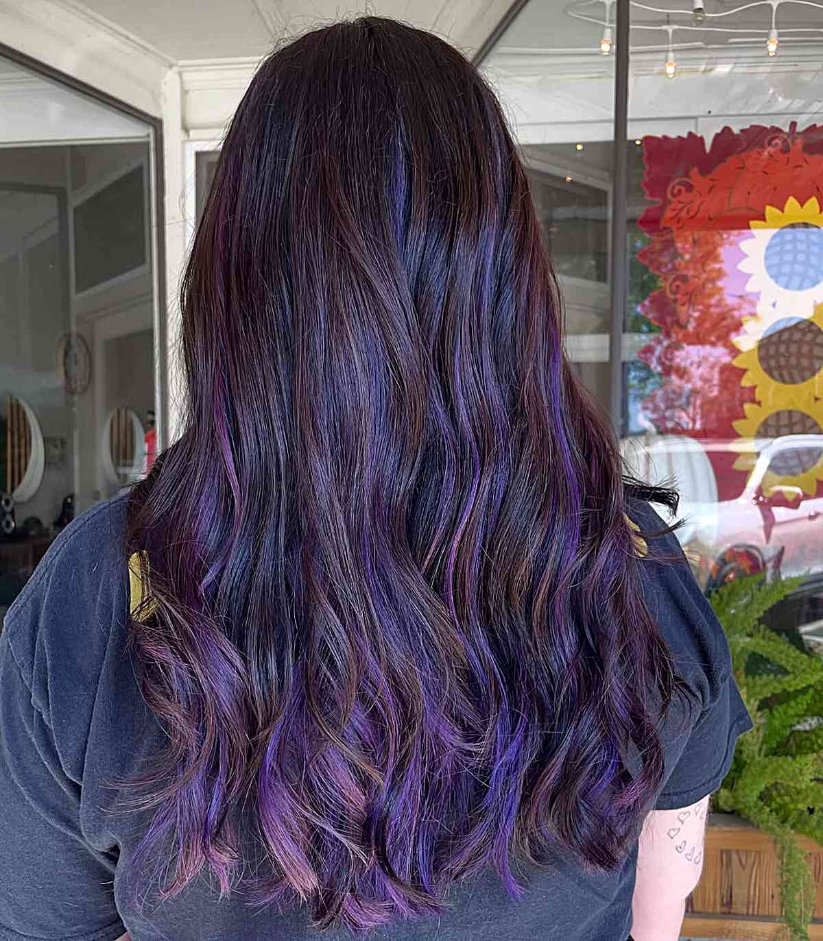 Mid-Back Dark Base With Subtle Purple Highlights — Purple Hair Dye Styles